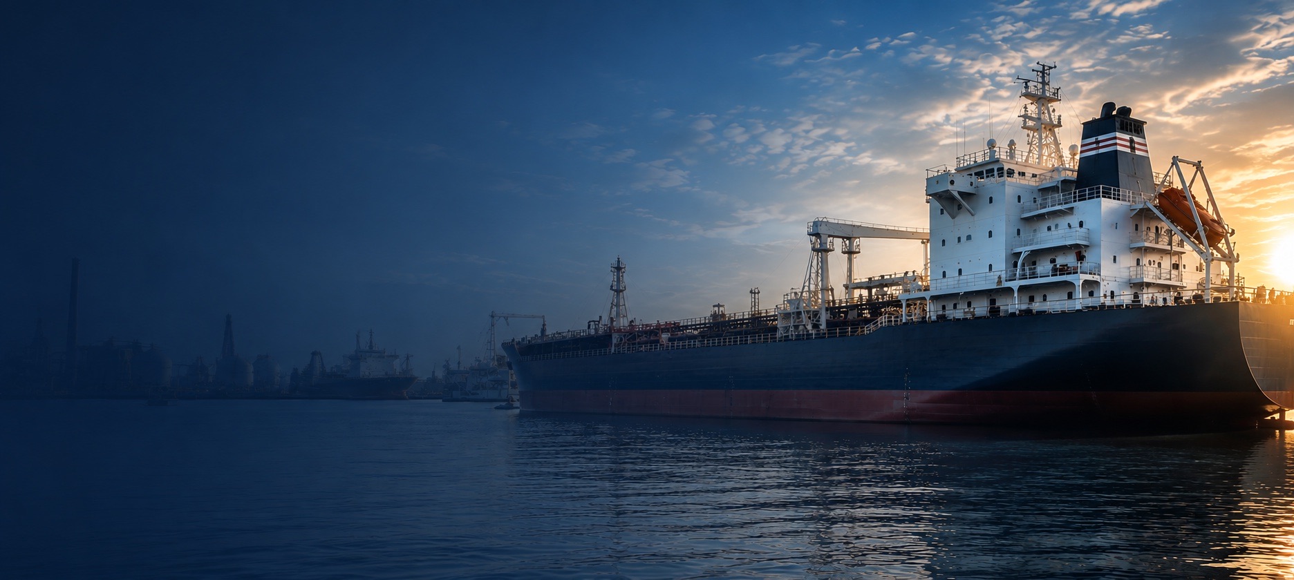 Cargo vessel at berth, industrial marine services