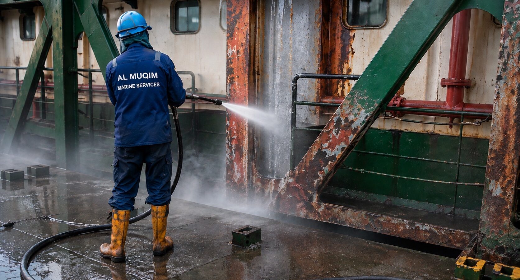 Hydro blasting — coating removal and surface cleaning on deck
