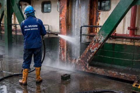 Hydro blasting — coating removal and surface cleaning on deck